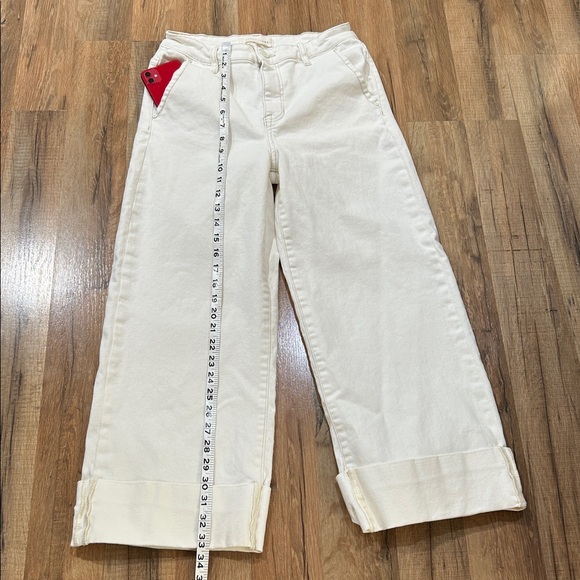 RISEN JEANS WOMENS CREAM WIDE LEG CUFFED JEANS Sz 7/28 - Picture 4 of 12